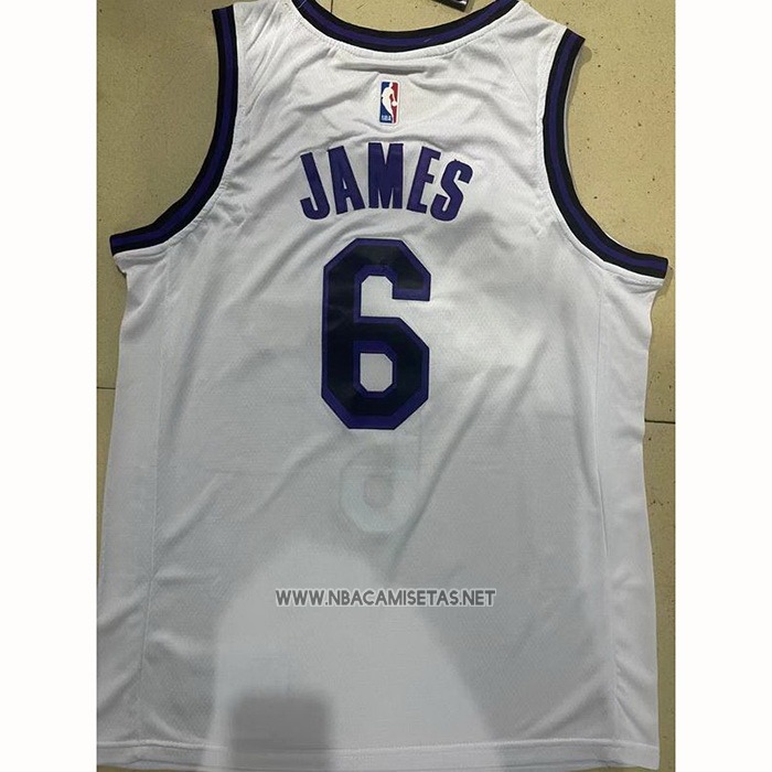 Camiseta Los Angeles Lakers LeBron James NO 6 Ciudad 2022-23 Blanco